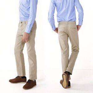 IZOD Flat Front Stretch Pants Adjustable Waist Khaki Youth 14 Husky NWT